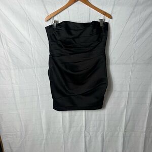 David's Bridal Black Strapless Ruched Bodycon Dress